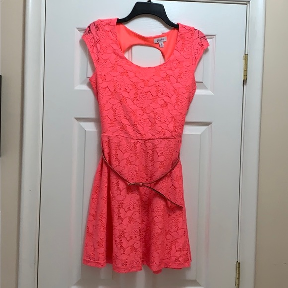 Candie’s Pink Lace Dress with Belt - Picture 1 of 3